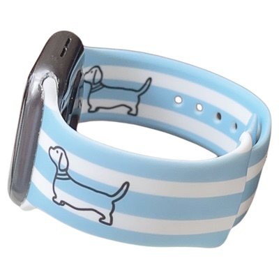 蓝白条纹小狗硅胶适用iwatch表带