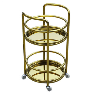 包邮银色移动不锈钢酒圆形二层茶水车4S店手推车送餐车啤酒饮料车