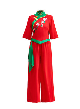 新款扇子舞舞蹈服装秧歌服装中老年广场套装舞蹈喜庆演出演出服