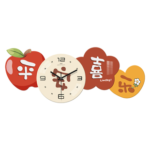 餐厅网红挂钟客厅2025新款平安喜乐家用钟表挂墙创意时钟餐厅挂表