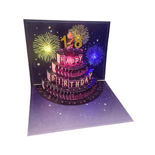 生日贺卡高级感礼物3d立体可折叠音乐创意纸雕精美造型2025新款精致diy吹蜡烛唱歌灯光手工祝福语留言小卡片