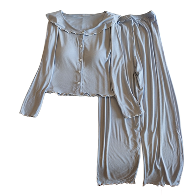 莫代尔带胸垫睡衣女秋冬季