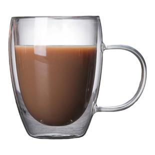 高硼硅双层玻璃杯子咖啡杯茶杯带把防烫双层隔热玻璃杯耐热果汁杯