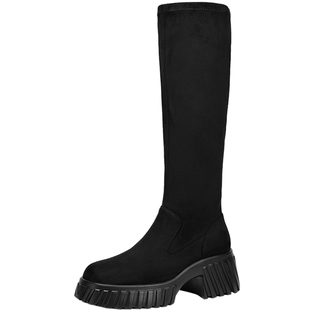 千百度厚底高筒弹力靴袜靴女冬季新款瘦瘦靴增高显瘦气质长靴