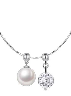 玻璃珍珠项链女高级感吊坠锁骨链