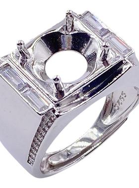 莫桑钻男戒托925空托克拉diy镶嵌