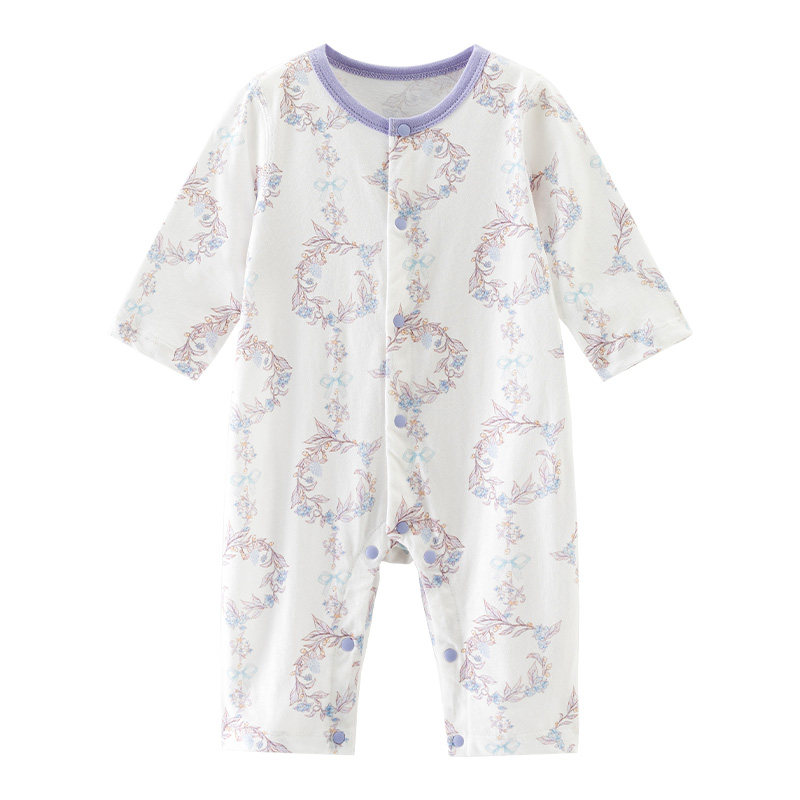 欢喜小熊婴儿睡衣夏薄款长袖连体衣新生儿衣服宝宝空调服哈衣爬服
