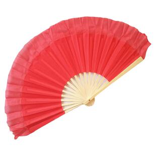 荣昌折扇儿童考级跳舞红色8寸真丝折叠扇金边八角二人转手绢手帕