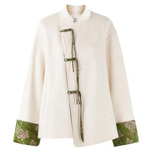 秋水伊人温婉新中式双面毛呢外套2025年秋冬新款女全羊毛短款大衣