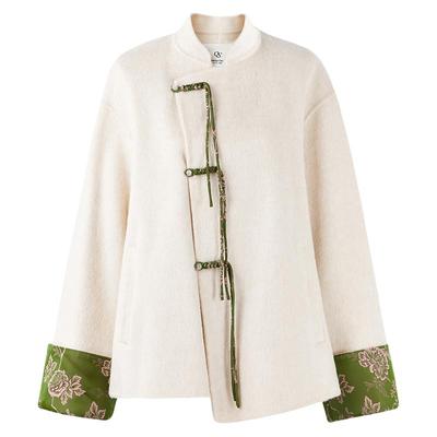 秋水伊人绵羊毛短新中式毛呢外套