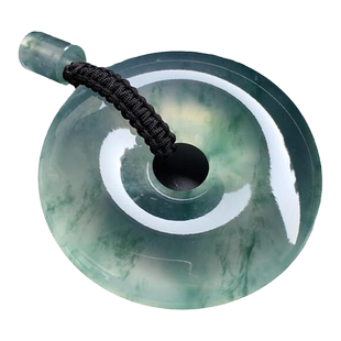 平安扣翡翠吊坠缅甸老坑种玉佩扣子冰种飘花翡翠处理玉坠项链证书