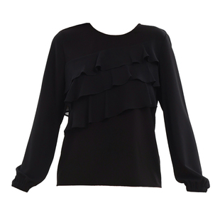 Gitti/吉蒂秋款甜美层叠荷叶边圆领T恤女宽松大码长袖上衣G255183