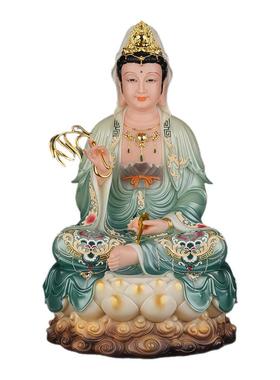 2025新款观音菩萨家用招财汉白玉彩实心观世音神像佛像玄关桌摆件
