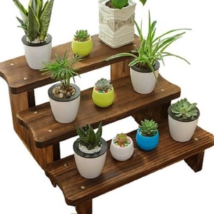 实木花架客厅单个木质庭院阶梯置物架木头多层简易墙角阶梯式多肉