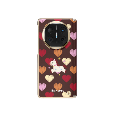 SHEHENG ×爱心小马适用华为Mate X7手机壳新款x6典藏版羊皮质感matex6先锋版轻奢秋冬带挂链保护套Fo1女ins