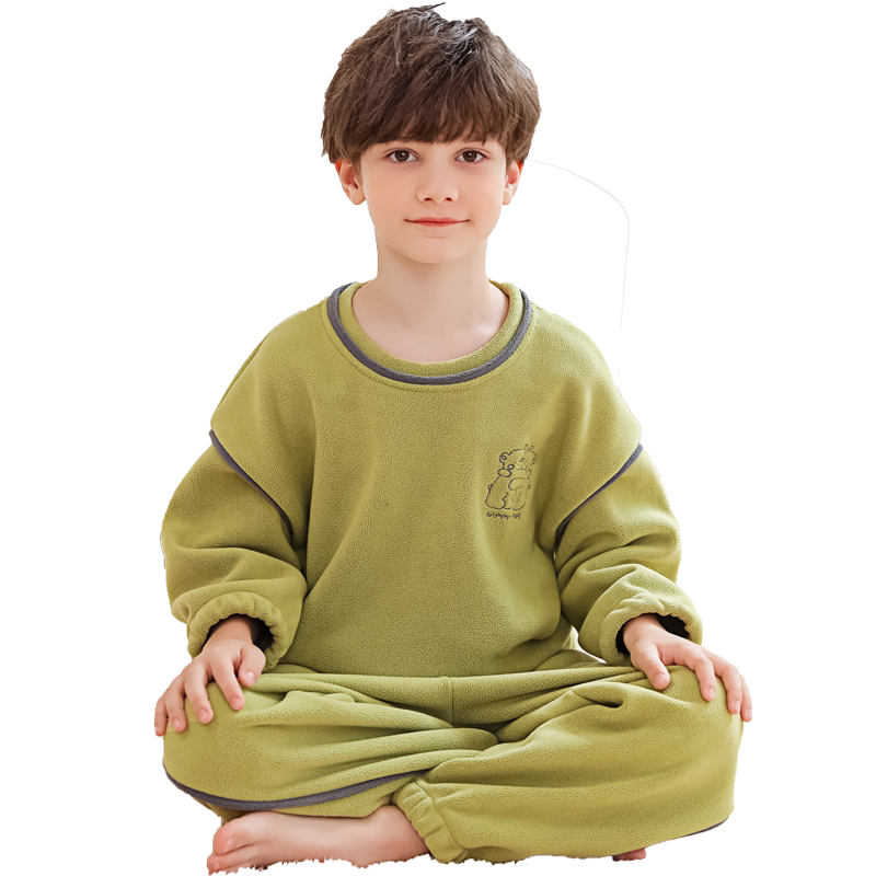 男童睡衣秋冬季儿童珊瑚绒加厚款套装小孩男孩中大童法兰绒家居服