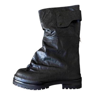 暗黑褶皱宽松中筒424型男骑士靴