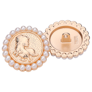 金属纽扣高档圆形女上衣毛衣西装西服开衫外套珍珠扣子配件装饰扣