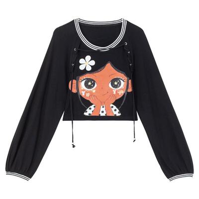 KEIKOy2k甜辣露脐绑带T恤女