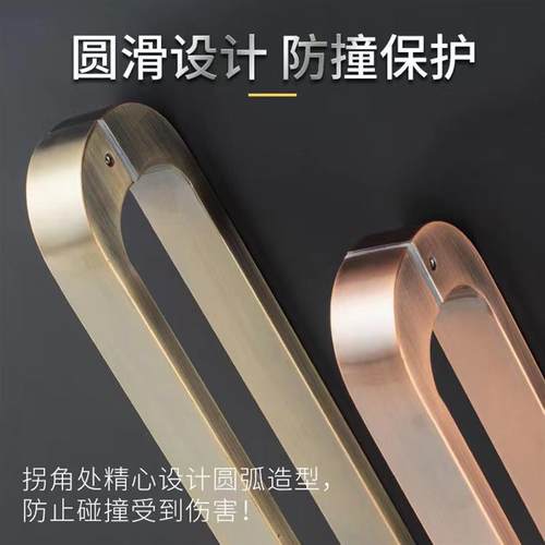 玻璃门拉手安全防撞加厚不锈钢方管无指纹简约别墅木门推拉门把手