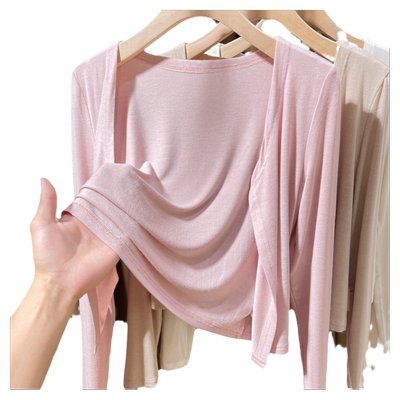 温娴通勤短款防晒针织开衫罩衫