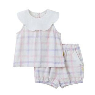 【新品】papa爬爬夏季儿童套装女童背心短裤两件套可爱俏皮文艺范