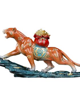 新中式铜豹子摆件金钱豹工艺品