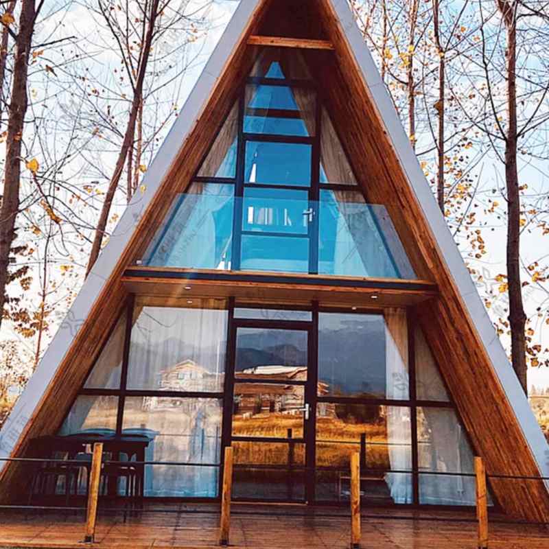 新风格钢结构三角木屋移动野营框架房屋建筑设计酒店户外木质