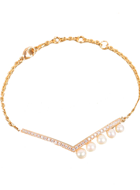 公主必入淡水珍珠v字纯银手链