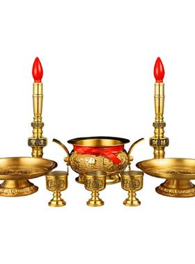 双耳香炉室内纯黄铜中式