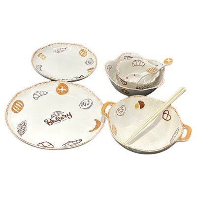 可爱釉下彩陶瓷面包餐具釉下彩