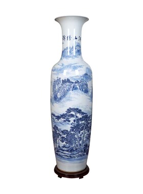 锦绣山河高端手绘陶瓷落地大花瓶景德镇客厅别墅酒店开业乔迁送礼