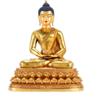 欧斯特 阿弥陀佛中式摆件 仿尼泊尔铜全鎏金家居三世佛铜像10寸