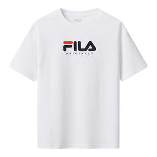 【舒爽棉】FILA斐乐童装儿童上衣夏季新款男女中大童透气短袖T恤