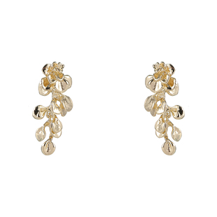 鎏金岁月 复古金色花朵流苏耳环气质轻奢高级感耳钉精致百搭耳饰