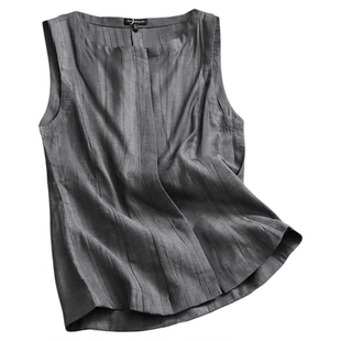 简约纯色显瘦圆领无袖背心可配一整套通勤阔腿裤女两件套装Z078