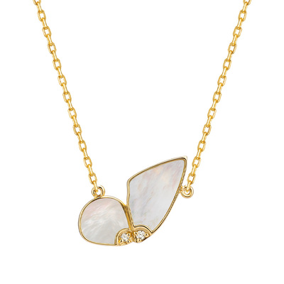 HELAS赫拉白蝶贝母9K金钻石项链