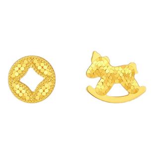 潮宏基好事发生马上有钱足金耳钉黄金耳饰爆闪送女友生日礼物计价