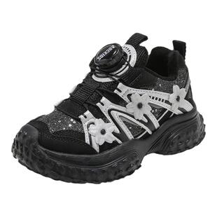 ABCkids童鞋儿童棉鞋加绒运动鞋女童冬季黑色防滑童鞋保暖二棉鞋