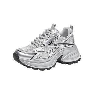 星期六厚底增高6CM老爹鞋女款2025春夏新款百搭显脚小运动休闲鞋