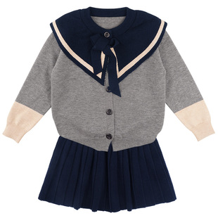 女童春装春季2026新款大童JK学院风短裙套装小女孩衣服ak百褶裙子