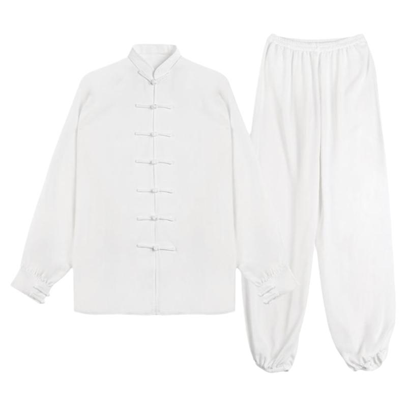 宏情太極服女棉加絲春夏武術(shù)練功服中老年晨練太極拳服裝男功夫衫