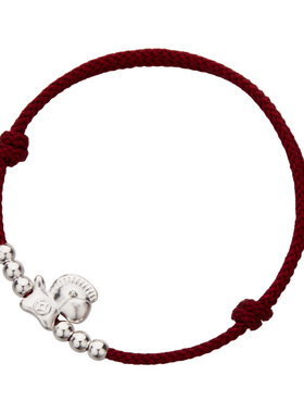 顺庆银楼足银990小鸿马红绳手链