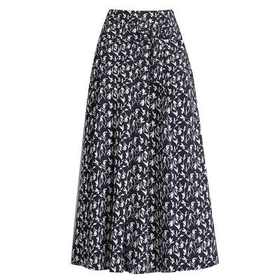 雪纺碎花半身裙中长款百褶裙