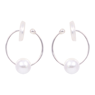 珍珠素圈耳夹无耳洞女新款气质环形耳饰简约百搭新中式夹耳式耳环