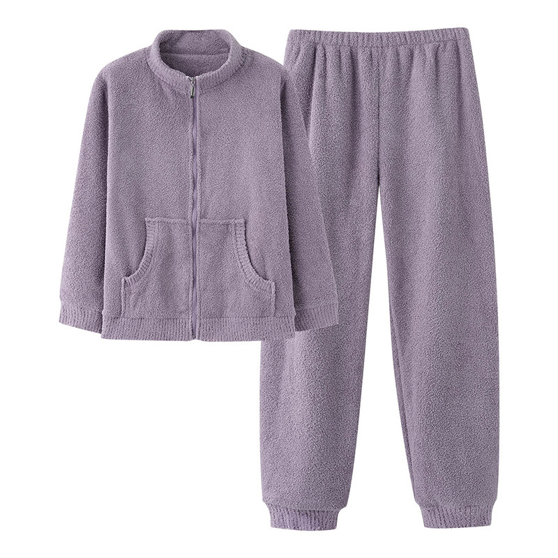 绵舒绒睡衣女士冬立领保暖家居服