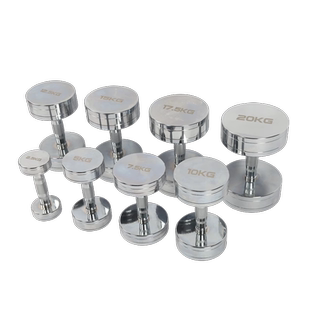 实心电镀哑铃男士家用健身器材纯钢圆头小哑铃多规格私教训练臂肌