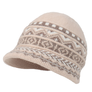 2025新款费尔岛复古针织毛线帽子提花女冬季护耳保暖加绒盆帽百搭