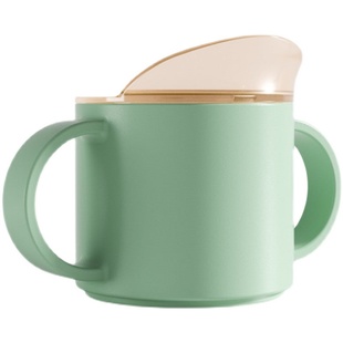 宝宝学饮杯儿童水杯带盖杯子婴儿嘬口喝水直饮防摔防呛敞口斜口杯