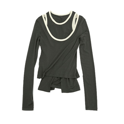 两件式叠穿撞色针织打底